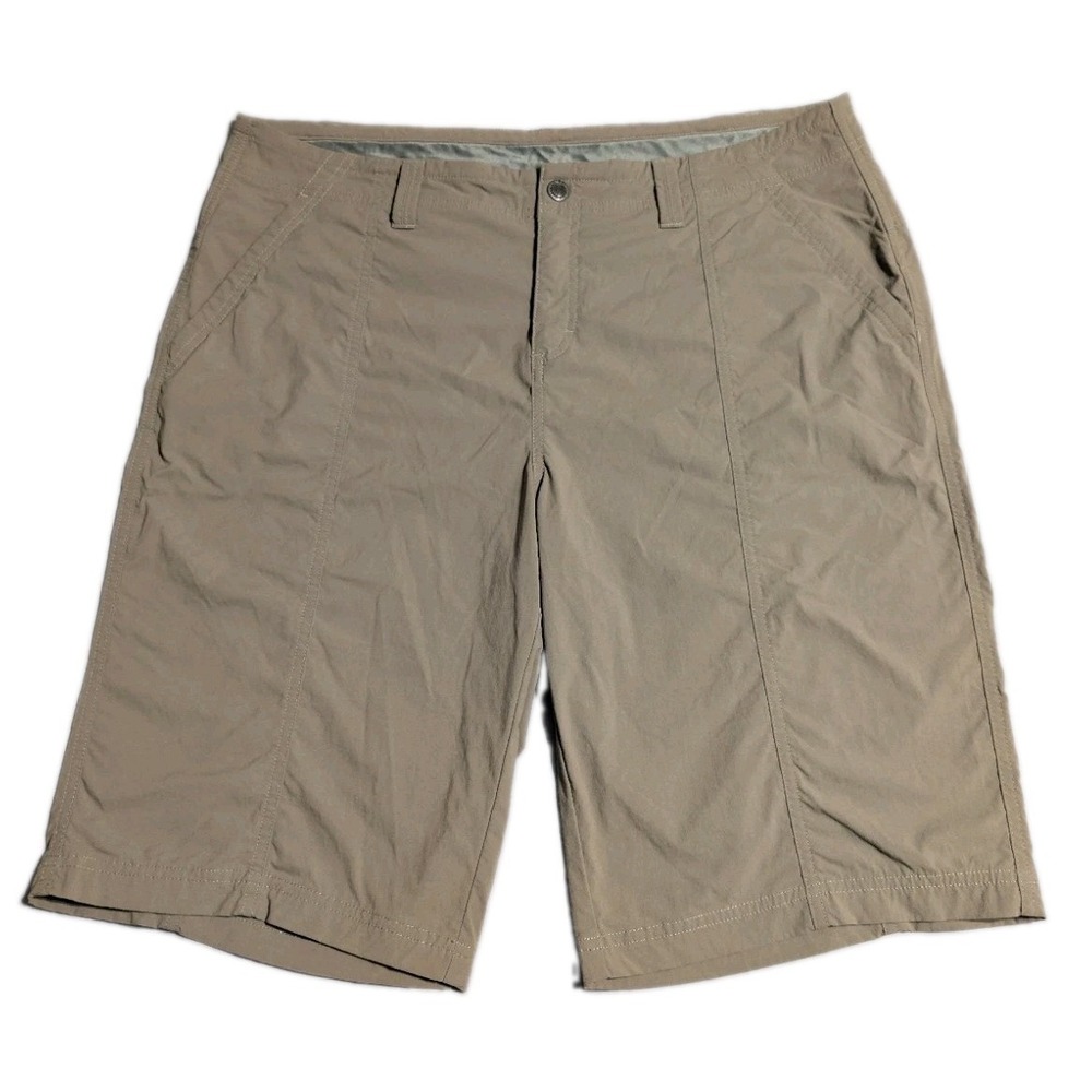 Royal Robbins Discovery III Bermuda Shorts Womens 16 Khaki Tan Stretch Hiking